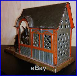 Antique Cast Iron Mule in The Barn Mechanical Bank By J&E Stevens ca. 1880