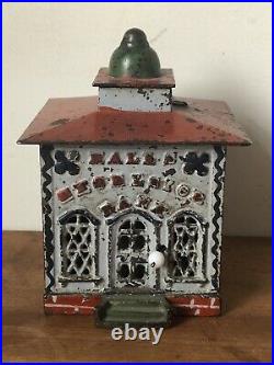 Antique Cast Iron Old Toy Hall's Excelsior Bank Working