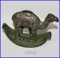 Antique Cast Iron Oriental Mother Camel with Baby Camel Penny Coin Bank