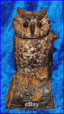 Antique Cast Iron Owl Bank Stamped Feb 1875