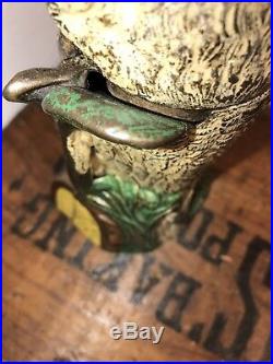 Antique Cast Iron Owl Turns Head Mechanical Bank by J & E Stevens Cir. 1881