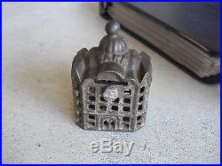 Antique Cast Iron Penny Bank Building Bank 3 Tall LOOK