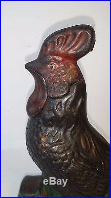 Antique Cast Iron ROOSTER Mechanical Bank by Kyser & Rex ca. 1885