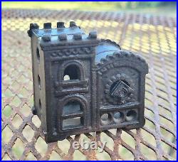 Antique Cast Iron ROSE WINDOW BUILDING Coin Still Bank PENNY BANK