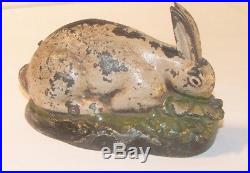 Antique Cast Iron Rabbit in Cabbage Mechanical Bank Kilgore Mfg Co c1920