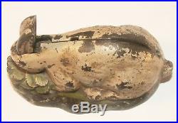 Antique Cast Iron Rabbit in Cabbage Mechanical Bank Kilgore Mfg Co c1920