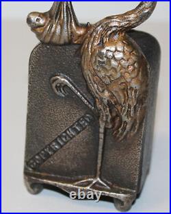 Antique Cast Iron Safe Stork Bank J M Harper 1907