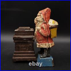 Antique Cast Iron Santa Claus Chimney Mechanical Coin Bank