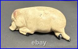 Antique Cast Iron Sleeping Pig Piggy Coin Bank Original Paint Antique Cast Iron Sleeping Pig Piggy Coin Bank Original Paint