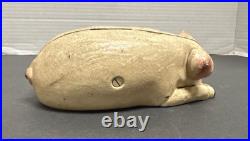 Antique Cast Iron Sleeping Pig Piggy Coin Bank Original Paint Antique Cast Iron Sleeping Pig Piggy Coin Bank Original Paint