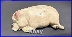 Antique Cast Iron Sleeping Pig Piggy Coin Bank Original Paint Antique Cast Iron Sleeping Pig Piggy Coin Bank Original Paint