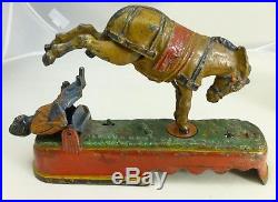 Antique Cast Iron Spise A Mule Mechanical Bank J E Stevens Black Americana 1897