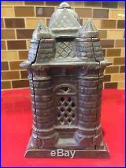 Antique Cast Iron Still Bank Dated 1895 Bank Building Great Condition