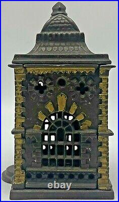 Antique Cast Iron Still Bank Victorian Dome Top Bank Building Architectural