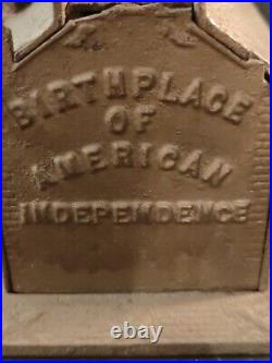 Antique Cast Iron Still Coin Bank Shaped like Independence Hall. Created in 1875