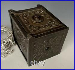 Antique Cast Iron Still Coin Penny Bank National Safe with Working Combo! C. 1910