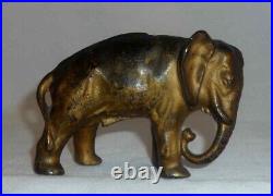 Antique Cast Iron Still Penny Bank Elephant with Tucked Trunk by Arcade US