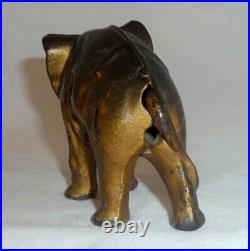 Antique Cast Iron Still Penny Bank Elephant with Tucked Trunk by Arcade US