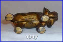 Antique Cast Iron Still Penny Bank Elephant with Tucked Trunk by Arcade US