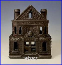 Antique Cast Iron Still Penny Bank J&E Stevens Victorian House #1143, c. 1898
