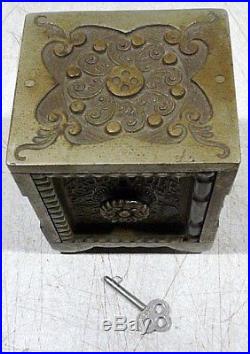 Antique Cast Iron TREASURE SAFE #45 J&E STEVENS still coin bank Safe, 1897