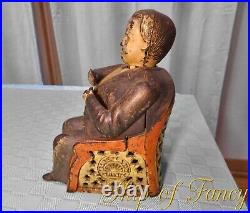 Antique Cast Iron Tammany Bank Mechanical Bank with Original Base and Trap