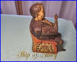 Antique Cast Iron Tammany Bank Mechanical Bank with Original Base and Trap