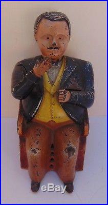 Antique Cast Iron Tammany Hale Little Fat Man Mechanical Bank By J & E Stevens