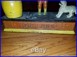 Antique Cast Iron Trick Dog 6 Part base Hubley 1888 Mechanical Bank