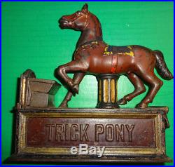 Antique Cast Iron Trick Pony Mechanical Bank Dated 1885