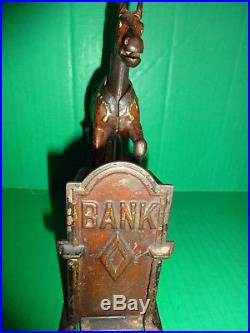 Antique Cast Iron Trick Pony Mechanical Bank Dated 1885