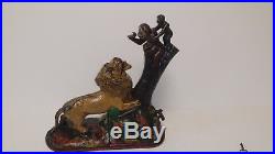Antique Cast Iron original Mechanical LION & 2 MONKEYS Bank Kyser & Rex c1883