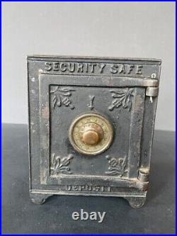 Antique Cast Iron''security Safe'' Coin Bank