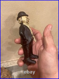 Antique Cast Iron wing foxy grandpa still bank rare color 100%orig nice turn pin