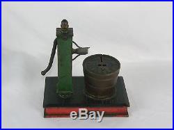 Antique Circa 1892 Cast Iron Mechanical Dime Register Water Pump & Bucket Bank