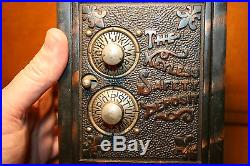 Antique Copper Flashed THE KEYLESS SAFTY DEPOSIT Combo Safe Still Bank 1880, s