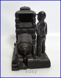 Antique Dated 1892 J&E Stevens Cast Iron Working Mechanical Artillery Bank yqz