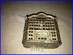 Antique Early 1900's Cast Iron 3 Tier Bank Building Still Coin Bank