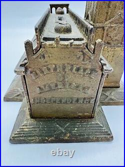 Antique Enterprise Cast Iron Independence Hall Still Penny Bank 1875 America