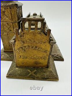 Antique Enterprise Cast Iron Independence Hall Still Penny Bank 1875 America