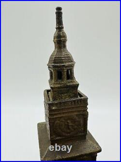 Antique Enterprise Cast Iron Independence Hall Still Penny Bank 1875 America