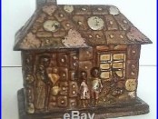 Antique European Cast Iron Gingerbread House Building Still Bank