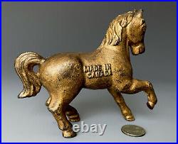 Antique Figural Cast Iron Canada Prancing Horse Still Penny Bank, c. 1920, Rare