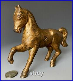 Antique Figural Cast Iron Canada Prancing Horse Still Penny Bank, c. 1920, Rare