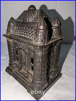 Antique Four Tower Bank Building Cast Iron Penny Still Bank J&e Stevens 1895
