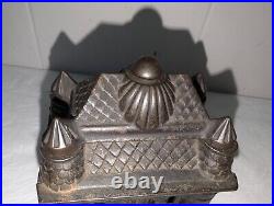 Antique Four Tower Bank Building Cast Iron Penny Still Bank J&e Stevens 1895