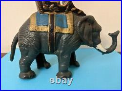 Antique HUBLEY Cast Iron ELEPHANT HOWDAH Mechanical Bank Painted