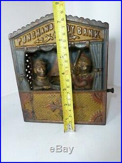 Antique Heavy Cast Iron Punch And Judy Mechanical Bank 1884