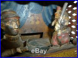 Antique Heavy Cast Iron Punch And Judy Mechanical Bank 1884