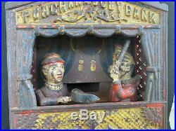 Antique Heavy Cast Iron Punch And Judy Mechanical Bank Buffalo N. Y. Usa 1884